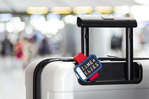 TIME FLIES Luggage tag by Ototo Design Blue-Red