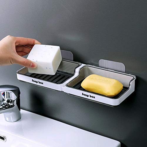 TS MART Plastic Multicolor Wall Mounted Soap Holder with Draining Tray