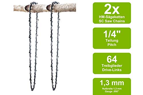 SECURA 2 Sägeketten kompatibel mit Stihl MS181 C-BE Motorsäge mit 30cm 1/4 64TG 1,3mm – Bild 5