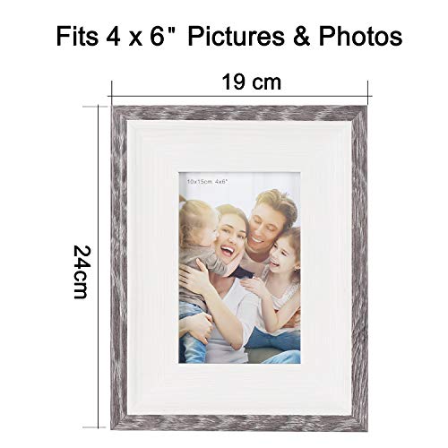 Wood Photo Frames, SasaAccueil Vintage Wooden Rustic Picture Frame Set with High Definition Glass for Wall Mount Table Top Display Unique Durable 3 Pack (Gray Border, 4x6\'\')