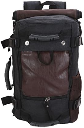 Vintage Canvas Travel Backpack by LOCCOL Multipurpose Hiking Camping Duffel Shoulder Backpack Black Color