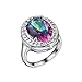 J.MOSUYA 925 Sterling Silver Plated Jewelry Sets for Women Rainbow Mystic Topaz Ring Earring Necklace Set
