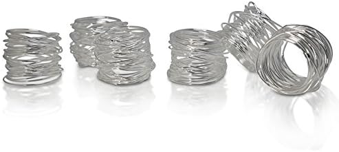 HomeProMart Napkin Rings - Set of 6 Exquisitely Crafted Designer Mesh Napkin Rings For Home, Wedding or Holiday parties (Silver)