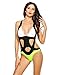Ekouaer Stylish Women Sexy One-Piece Bikini Patchwork Swimwear Swimsuit Bathing Suits
