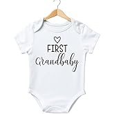 First Grandbaby Custom Baby Pregnancy Announcement Bodysuit (White, 0-3 Months)