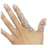 Hanloud Women's Crystal Chain Statement Ring