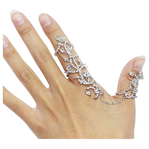 Hanloud Women's Crystal Chain Statement Ring