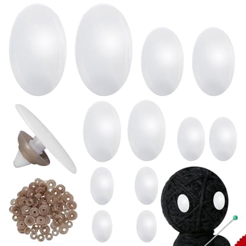 Photo 1 of PH PandaHall 6 Styles White Safety Eyes 120PCS Oval Plastic Safety Eyes Craft Stuffed Animal Eyes with Washers for Crochet Plush Animal Amigurumi Puppet Teddy Bear Needle Felting Crafts Eyes