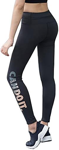 ICNCVKX Can Do It Letter Printed Skinny Leggings for Women, High Waist Leggings Elastic Yoga Fitness Sports Capri Pants Yoga Leggings Tights Workout Pant Running Pant