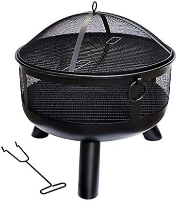 Large Steel Tapti Log Burner/Fire Pit with BBQ Grill Set, Spark Guard Lid & Hand Tool (Tall Garden Patio Heater, Chimenea BBQ Chiminea)