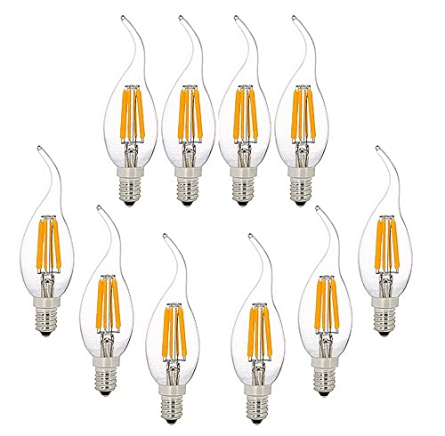 BAISHICHENG E14 Dimmable LED Bulb 6w Equivalent 60W Warm White 2700K Small Edison Screw Filament Bulbs C35 Vintage Energy Saving Candelabra Light Bulb 10 Packs