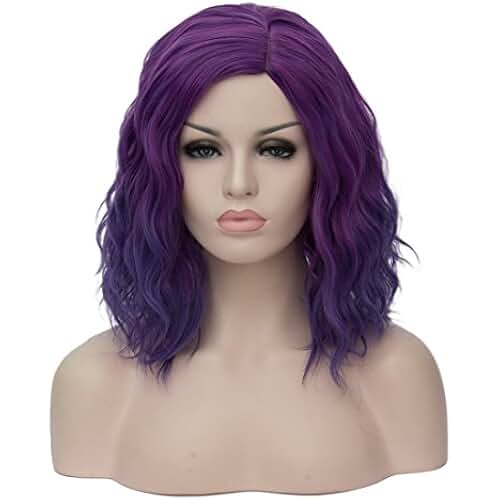purple short wig