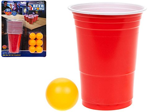 PMS 24PC BEER PONG SET IN DOUBLE BLISTER CARD 12 CUPS/12 BAL