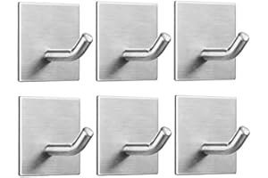 FOMANSH Heavy Duty Adhesive Hooks, Stick on Wall Adhesive Hangers, Strong Stainless Steel Holder, Self Adhesive Hooks for Kit