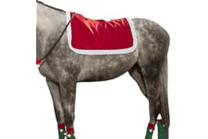 Tack Shack of Ocala Tough 1 Santa Christmas Wear, Christmas Costume for Horses, Christmas Costume for Rider Santa English Pad, Santa Helmet Cover, Santa Leg Wraps (Santa Western Pad Cover)
