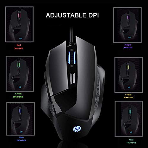 HP Gaming Mouse Wired, Ergonomic Game USB Gaming Laptop Mice RGB, [4000