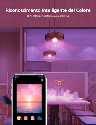 Govee E27 Smart WiFi Bluetooth LED Bulb, Compatible with SmartThings, Matter, Alexa and Google Assistant, 800lm, 16 Million Colors RGBWW DIY Smart Bulb, Set of 4