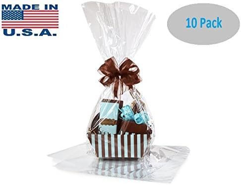 10 Pack Flat Large 18 in X 30 in Clear Cellophane Bags Gift Basket Bags Cello Gift Bags