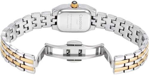 Relojes de oro para mujer, vintage, rectangular, delicada, joyería, reloj de pulsera pequeño, reloj delgado para mujer, esfera clásica con números romanos, resistente al agua hasta 3 ATM, con
