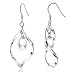 Women's Sterling Silver Teardrop Infinity Twist Wave Pearl Drop Dangle Earrings