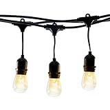 Hyperikon Outdoor String Lights, 48ft Patio Lights with 15 Dropped Sockets, 15 x 11W S14 Bulbs included - Weatherproof Vintage Edison String Lights Great for Outdoors, CafÃ, Yard, Garden, Wedding