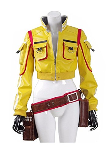 Xiao Maomi Womens Cosplay Costume Cindy Aurum Female Yellow PU leather Jackets