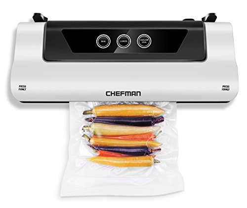 Click Here to See More Images Chefman Electric Vacuum Sealer, Food Sealer Machine With Starter Kit, Keeps Food Fresh Up to 5x Longer, BPA Free Vacuum Sealer Roll for Packing/Storage Bags Included- RJ45-White