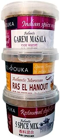 Spice Mix Set: Chinese 40g, Moroccan 50g, Indian 50g