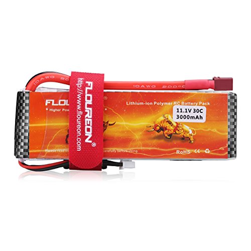 FLOUREON 3S 11.1V 3000mAh 30C LiPo RC Battery Pack with T Plug for RC Evader BX Car RC Truck RC Truggy RC Airplane UAV Drone FPV (3000mah 30C)