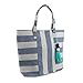 DII Boho Stripe Beach Bag 16x20x7 Shoulder Travel Tote Blue, Boho Stripe Blue