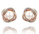 Flowers Rose Gold Pearl Earrings