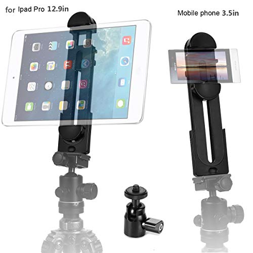 ohCome 2-in-1 Phone iPad Tripod Mount Adapter Universal Tablet Clamp Holder fits 3.5-12.9" Inch Pads as iPad Air/Mini/Pro, Microsoft Surface, Most Phones & Mini Tripod Ball Head for Amazon Monopod - Thumbnail 7