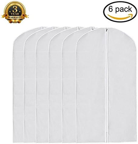 Garment Bag Pack of 6, 24''×32'' Full Zipper Dust Suit Cover Breathable White Garment Bags for Small Clothes or Children Clothes (Medium: 24''×32'')