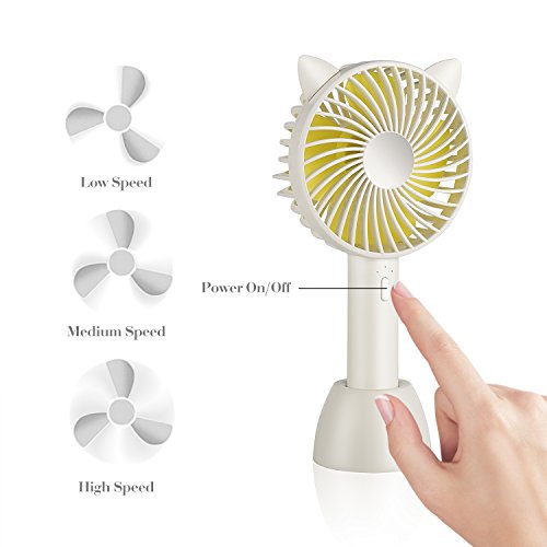 SUPOLOGY Mini Handheld Portable Personal Fan, USB Rechargeable Twin Turbo Blades Operated Adjustable 3 Speeds Desktop Fan for Home Office Outdoor Travel
