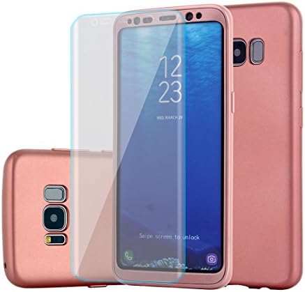 Samsung Galaxy S8 case, Ultra-thin Full Body Coverage Protection Hard PC+TPU case 360 All Round non slip Shockproof Removable Hybrid case[Built-In Screen Protector] for galaxy S8(rose)