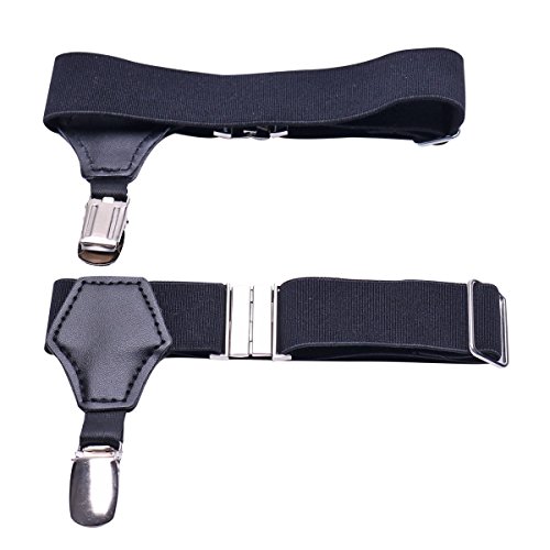 TiaoBug Men 1 Pair Adjustable Single Duck-Mouth Clip Sock Garter Grip Suspender Accessories Black One Size