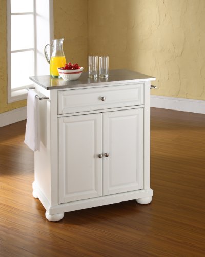 Crosley Furniture Alexandria Cuisine Kitchen Island with Stainless Steel Top - White - Thumbnail 2