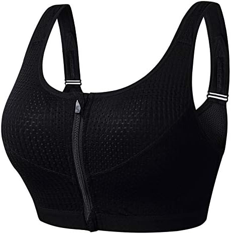 newlashua Women's Support Push Up Zip Front Close Padded Adjustable Sports Bra