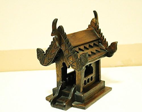 CONSERVE Thailand: Spirit House (Medium sized) 5" x7 x 9 inche, Hand Made Wood Carving Thai Vintage Design By Brand.