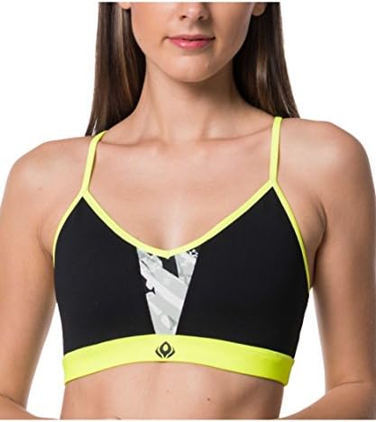 Guely Ray ATHENA Women's Neon Yellow Mesh Racerback Sports Bra Removable Cup Padded w Removable Cup Medium Support Ideal for Yoga, Running, Walking, Jogging, GYM, Workout, Fitness; Girls and Ladies