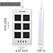 Maximm Universal Travel USB 6.5' Long Heavy Duty Extension Cord Power Strip, Flat Charging Hub with 900J Surge Protector 110v - 250v - 6 Universal Plug Outlets + 4 USB w/USA Plug