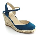 C LABEL ROLLIN-1 Women's Ankle Strap Sling Back Espadrille Wedge Sandal