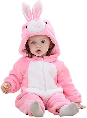 LAMISSCHI Unisex-baby Winter Flannel Rompers Animal Onesie Pajamas Outfits Suit(Rabbit,100cm)