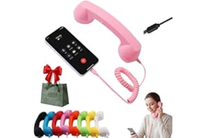 Retro Phone Handset, 90s Style Vintage Retro Telephone Handset, Old School Cell Phone Receiver with Microphone & Speaker, USB