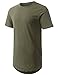 URBANCREWS Mens Hipster Hip Hop Cotton Longline Crewneck T-shirt LTOLIVE, L