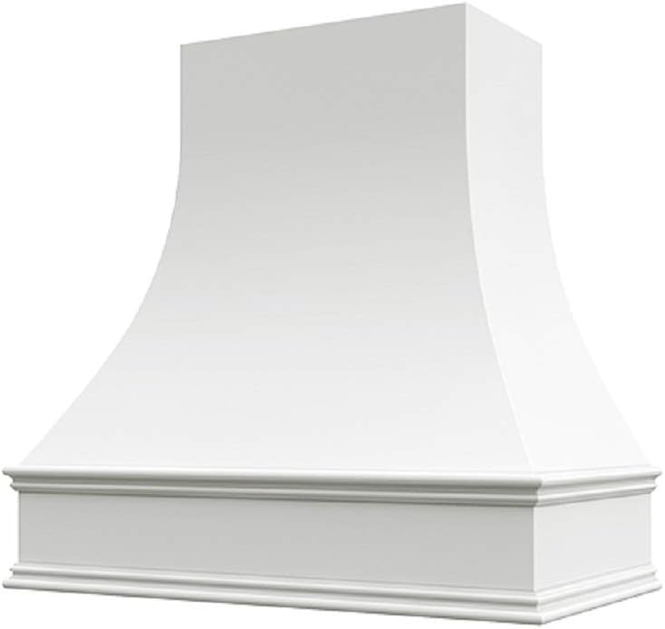 Wholesale Wood Hoods Curved Style Hood Wooden Chimney Range Wall Mounted for Kitchen with 18" Depth - 48"W × 48"H - White