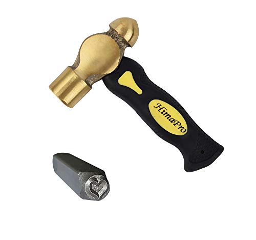 HimaPro One Pound Brass Metal Stamping Hammer with a complimentary Stamp
