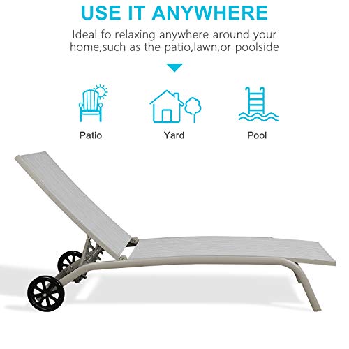 Ulax Furniture Outdoor Chaise Lounge Adjustable Patio Reclining Chaise