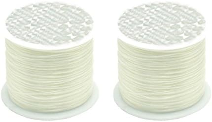 0.5mm Flat Crystal Elastic Line - 54 Yard/Roll - 2 Roll Beading Elastic Cord for DIY Handmade Accessories Beaded Bracelet Rope (White)