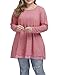 Women's Flowy Plus Size Tunic Shirts Long Loose Fit Tops for Leggings (Red, 3X)